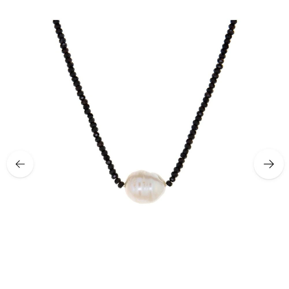 Marlyn Schiff Elegant Black Onyx Beaded & Pearl Necklace Adjustable NWOT